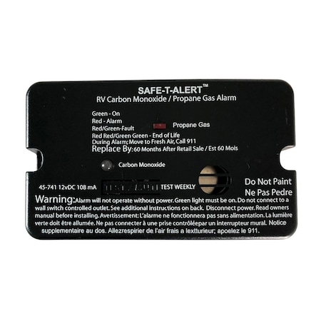 Safe-T-Alert 45-Series Combo Carbon Monoxide Propane Alarm Surface Mount - Black 45-741-BL